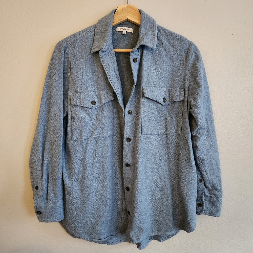 Madewell flannel flap-pocket oversized ex-boyfriend americana blue XS